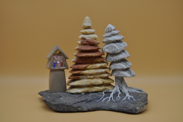 Bildstock mit 2 Tannen